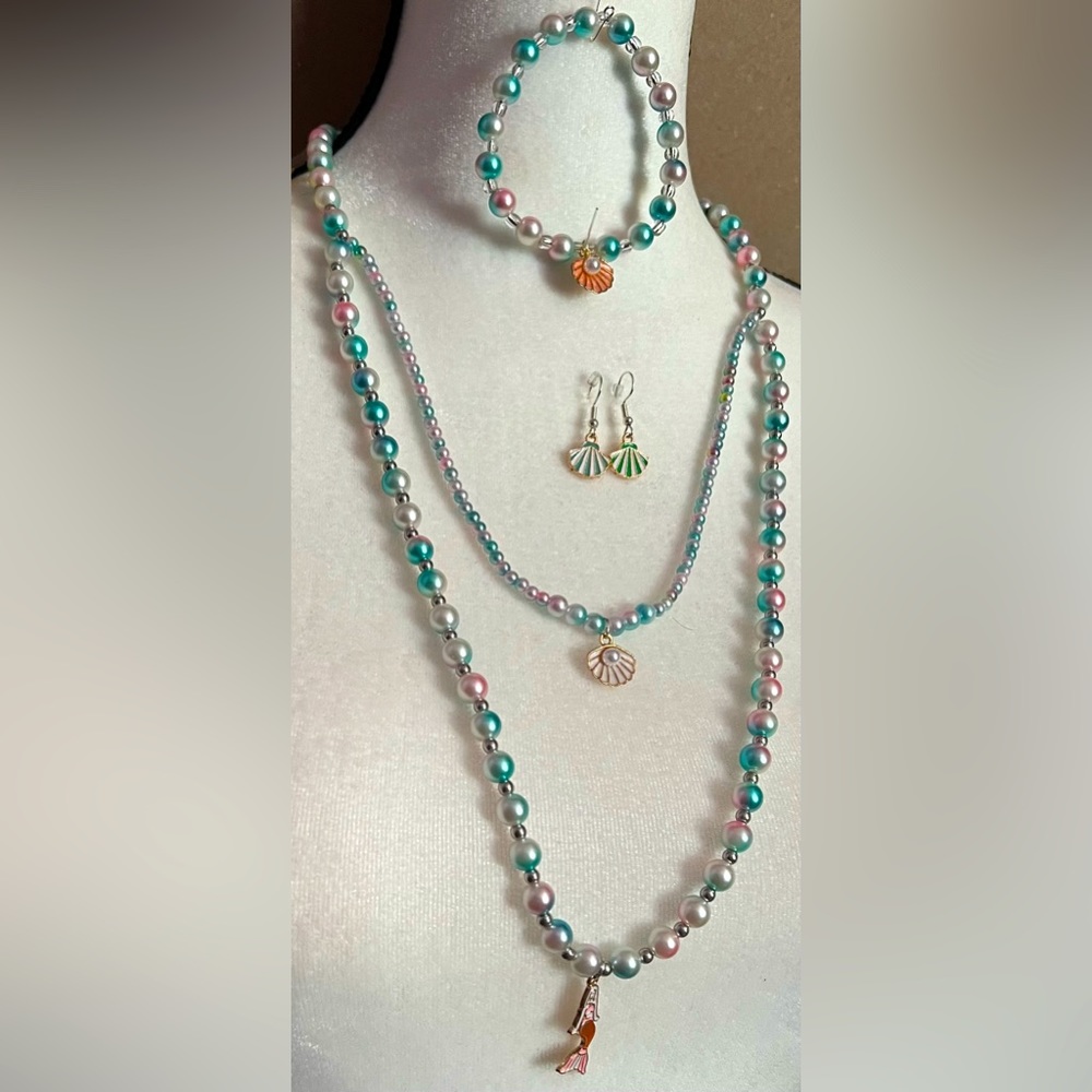 Handmade Jewelry Faux Pearl Necklace Earring Bracelet.for Valentines 💌 - Picture 1 of 5